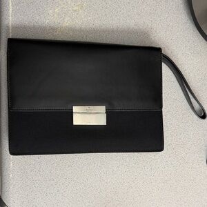 Gucci Black Leather clutch with Silver Detail